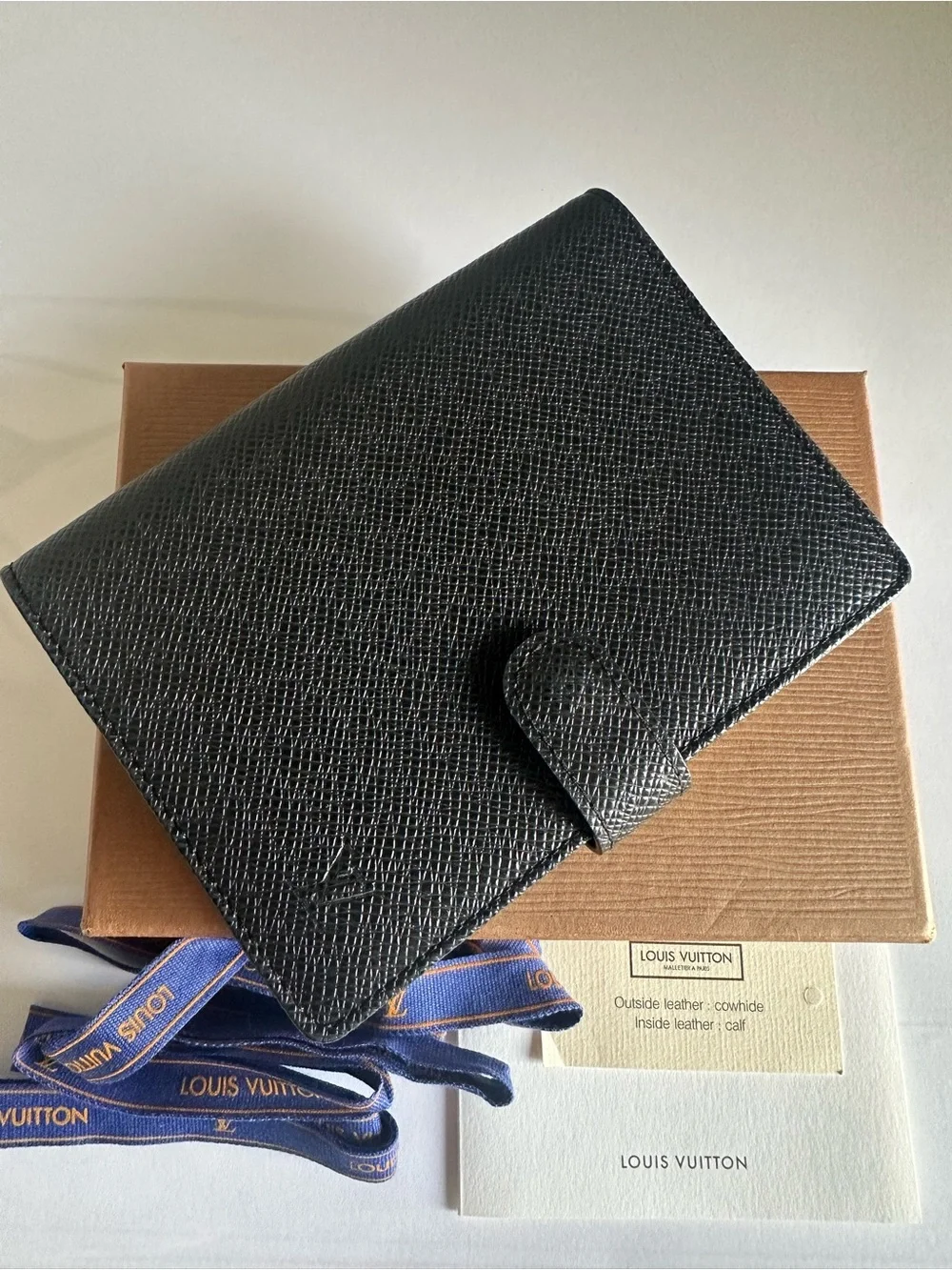 Louis Vuitton Taiga PM Agenda Cover Pen Ruler Box Full Set Black
